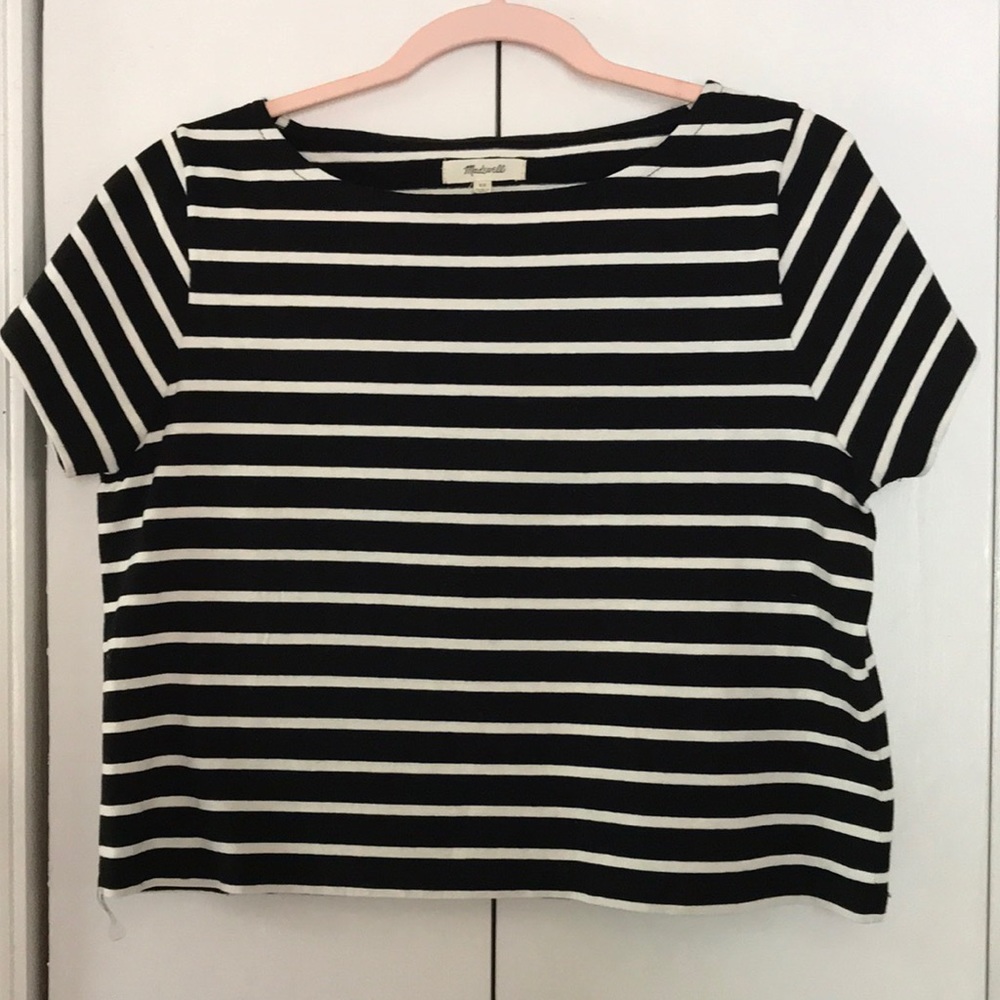 Madewell Striped Wide-neck Cropped Top